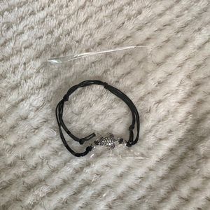 Silver and black turtle ankle bracelet